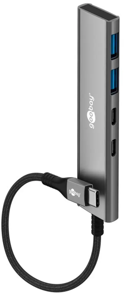 Goobay USB-C Hub 2x USB-A + 2x USB-C - Grijs