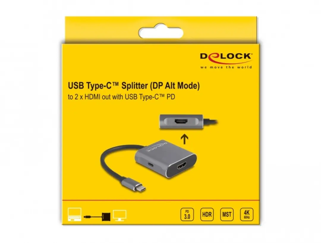 Delock USB-C Splitter DP Alt Mode 2x HDMI MST - Grijs