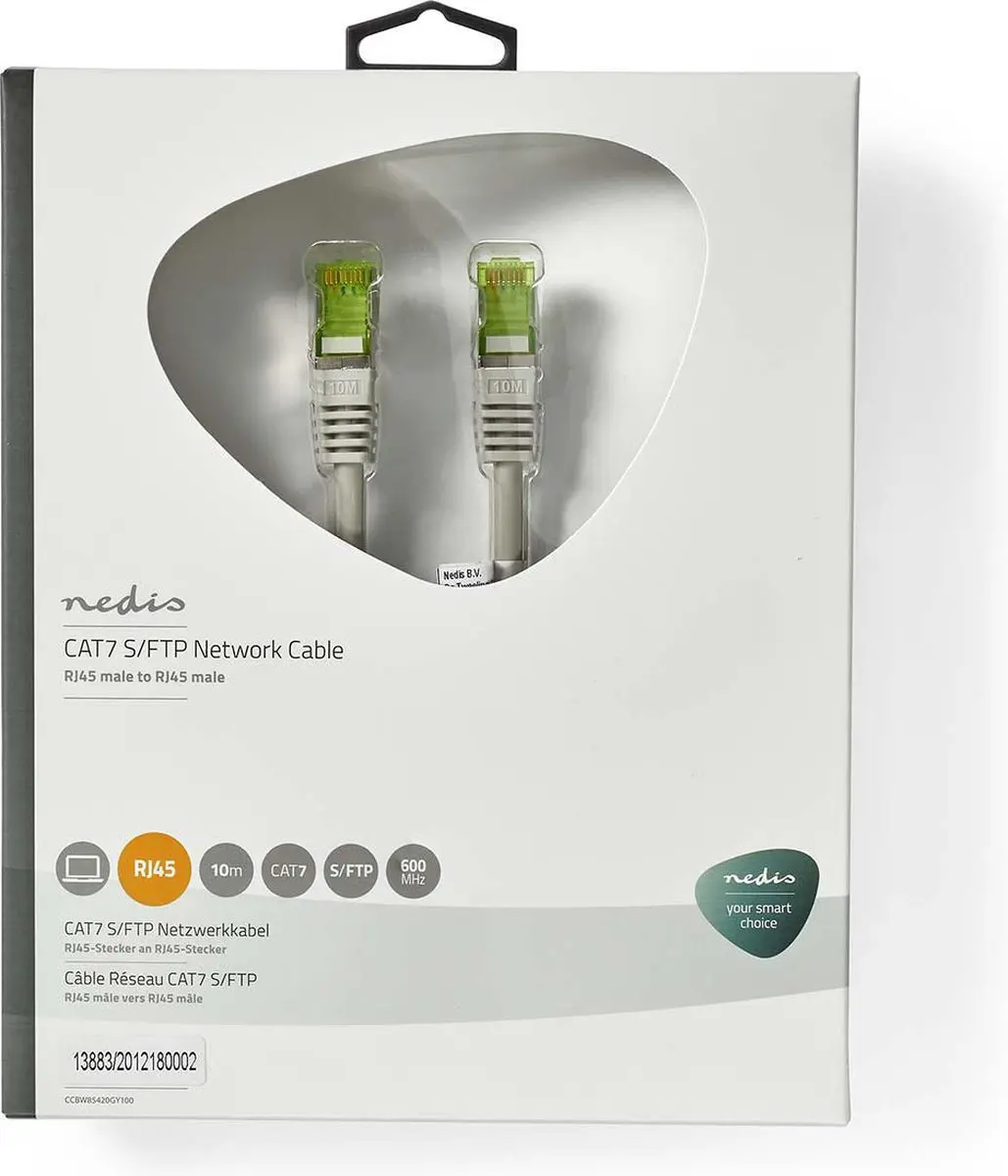 Nedis CAT7 Netwerkkabel CCBW85420GY100 - 10m - Grijs