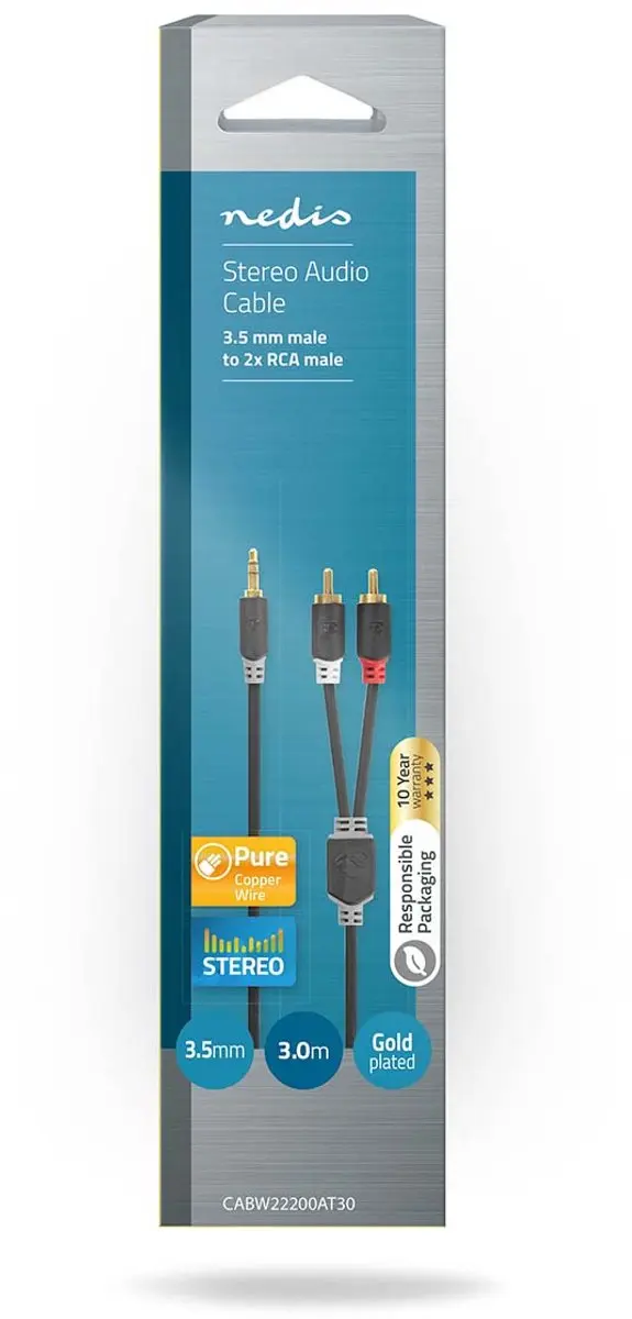 Nedis CABW22200AT30 Stereo-Audiokabel 3m - Verguld - Antraciet