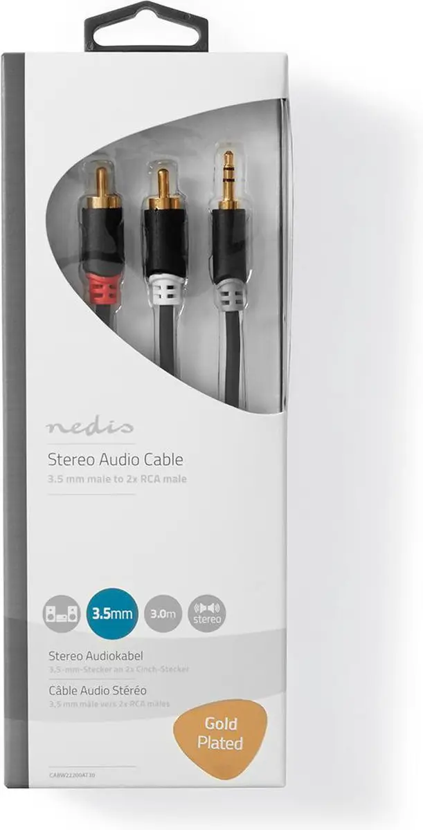 Nedis CABW22200AT30 Stereo-Audiokabel 3m - Verguld - Antraciet