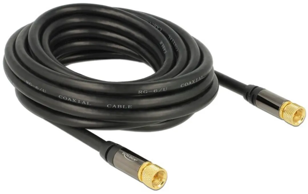 Delock Antennekabel F-Plug naar F-Plug RG-6/U 5m - Zwart