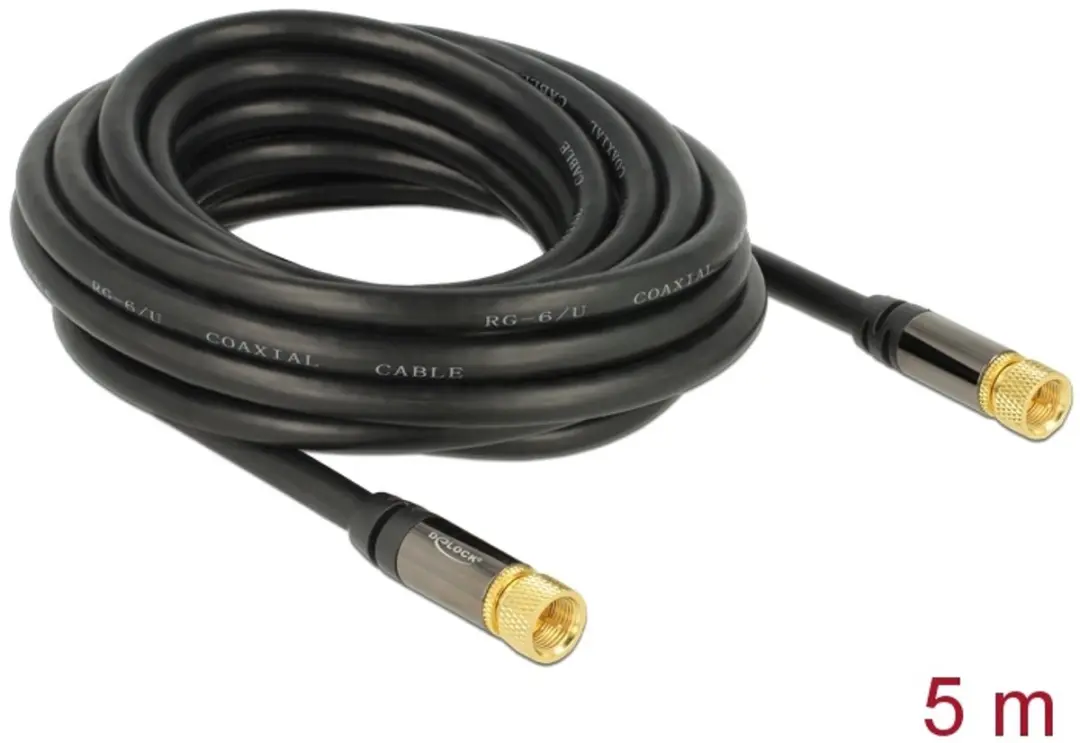 Delock Antennekabel F-Plug naar F-Plug RG-6/U 5m - Zwart