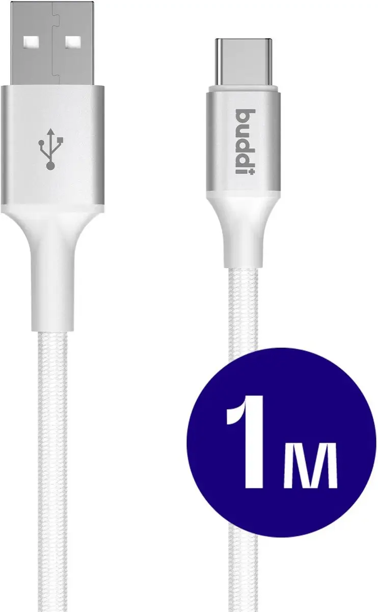 Buddi Flex USB-A naar USB-C Kabel 12W Wit