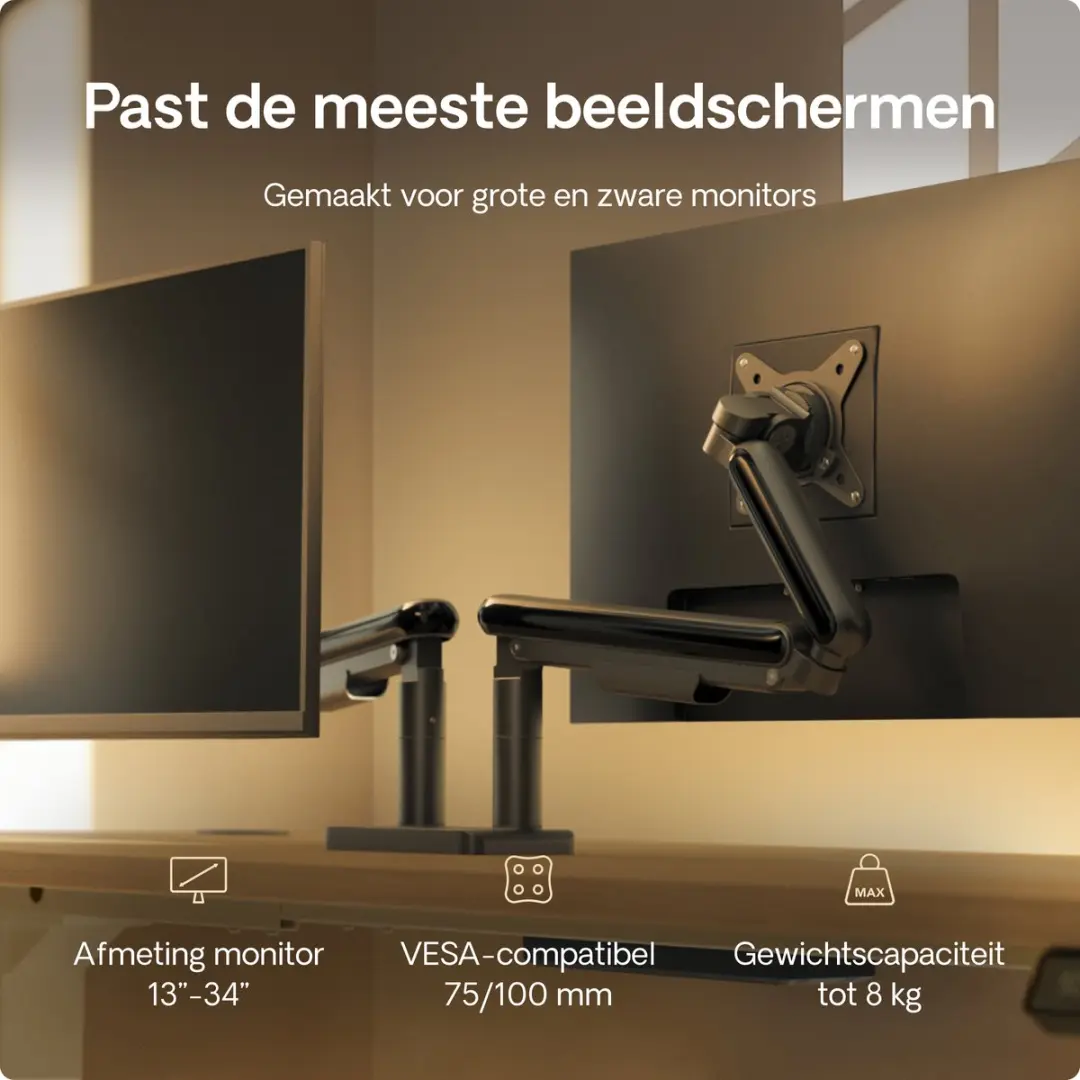 Desktronic Monitorarm Dubbel SKU_422 - 2x 17-32" - Zwart