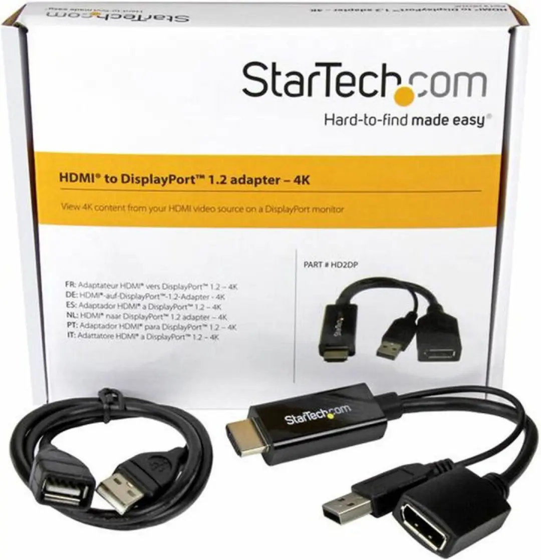 Startech HD2DP 4K HDMI naar DisplayPort Adapter - Zwart