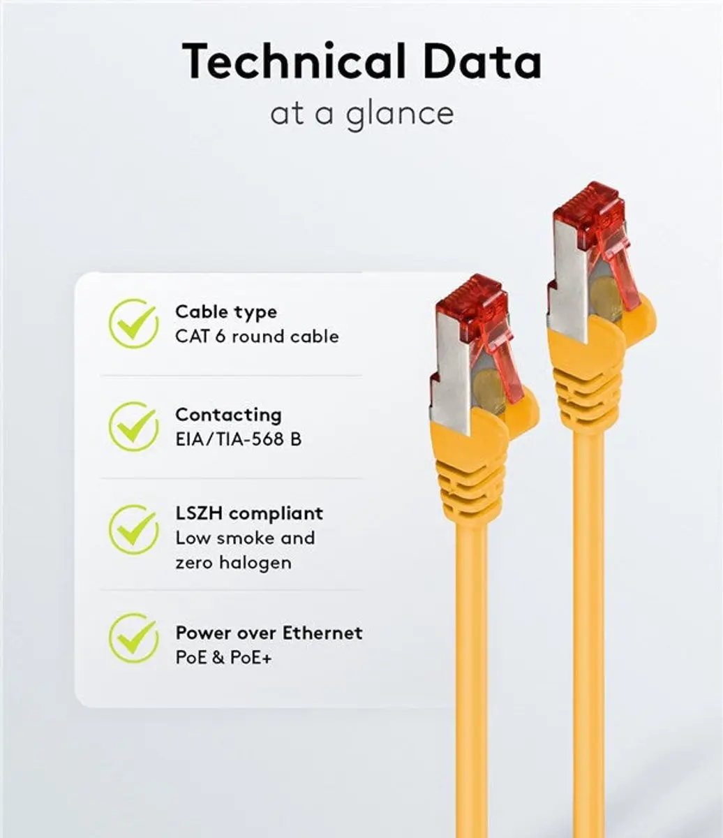 Goobay S/FTP CAT6 Netwerkkabel - Geel - 0,5m