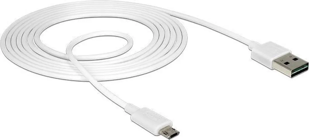 Delock Easy-Micro USB naar USB-A Kabel 2A - 2m - Wit