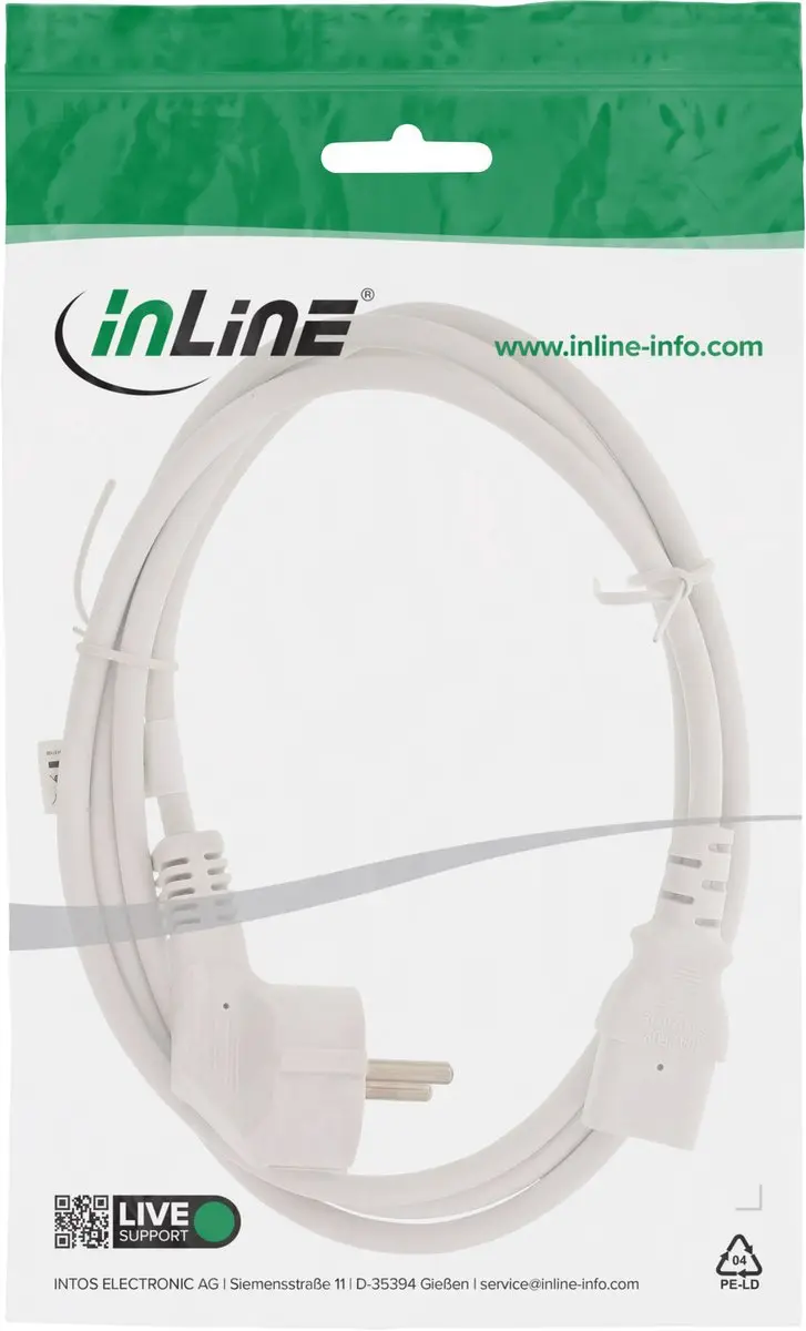 InLine C13 CEE 7/7 Stroomkabel 3x0,75mm - Wit - 0,3m