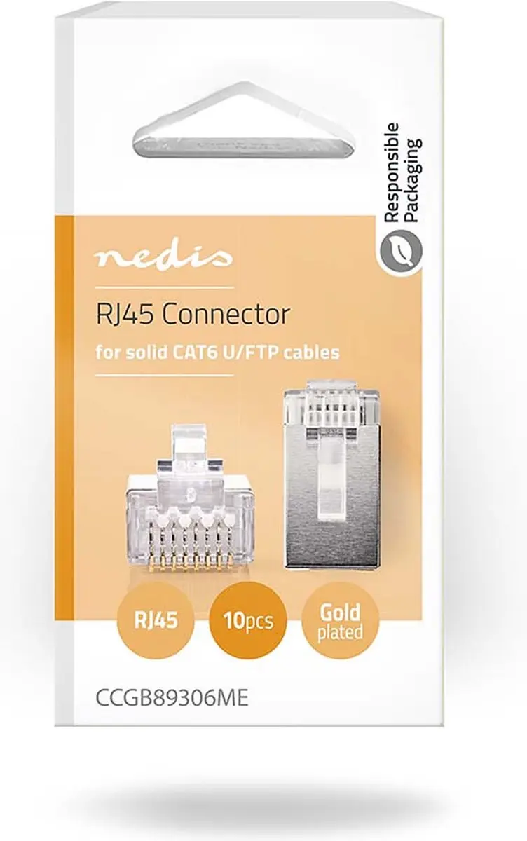Nedis RJ45 Male CAT6 STP Connector - Verguld - 10 Stuks