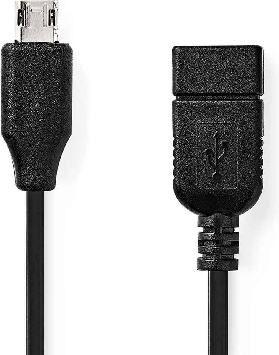 Nedis USB Micro-B Adapter USB-A Female 480Mbps 20cm - Zwart