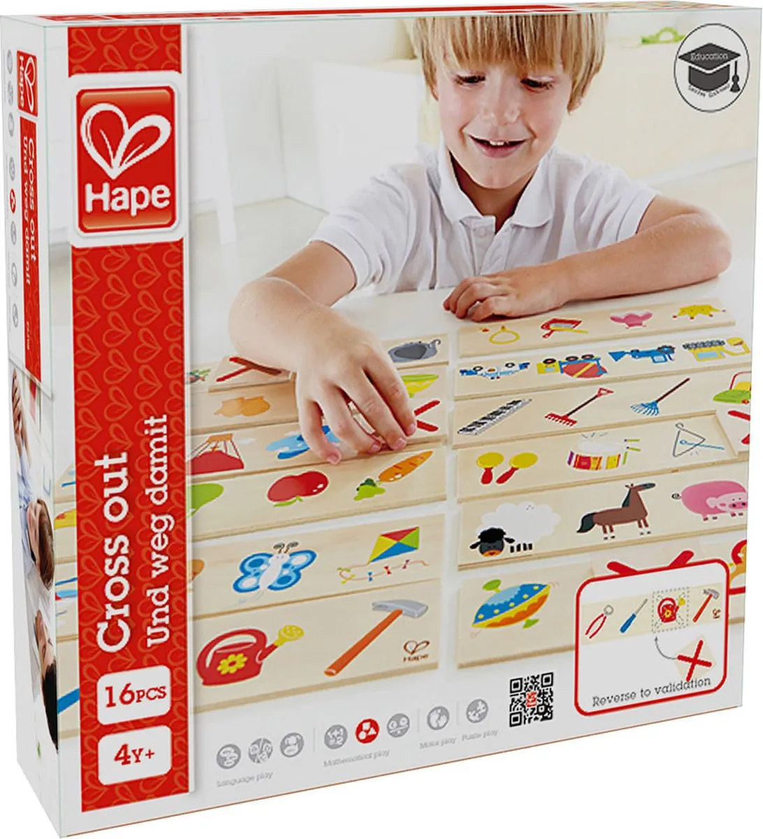 Hape Cross Out Houten Spel - 4+ Jaar - Geel