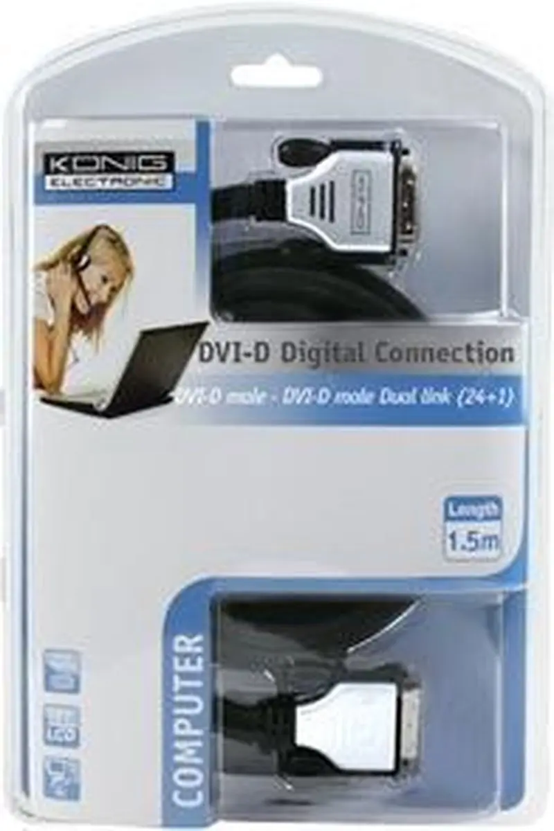Konig DVI-D Dual Link Aansluitkabel 1.5m - Zwart