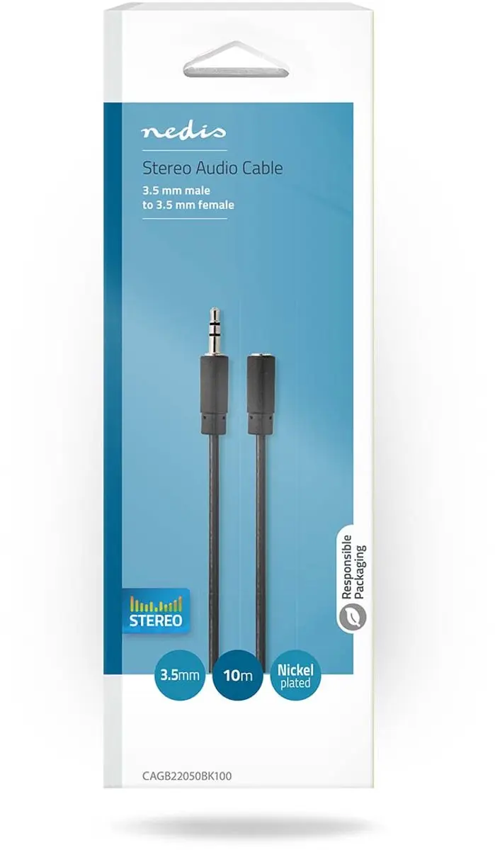 Nedis Stereo-Audiokabel 3,5mm M/F - 10m - Zwart