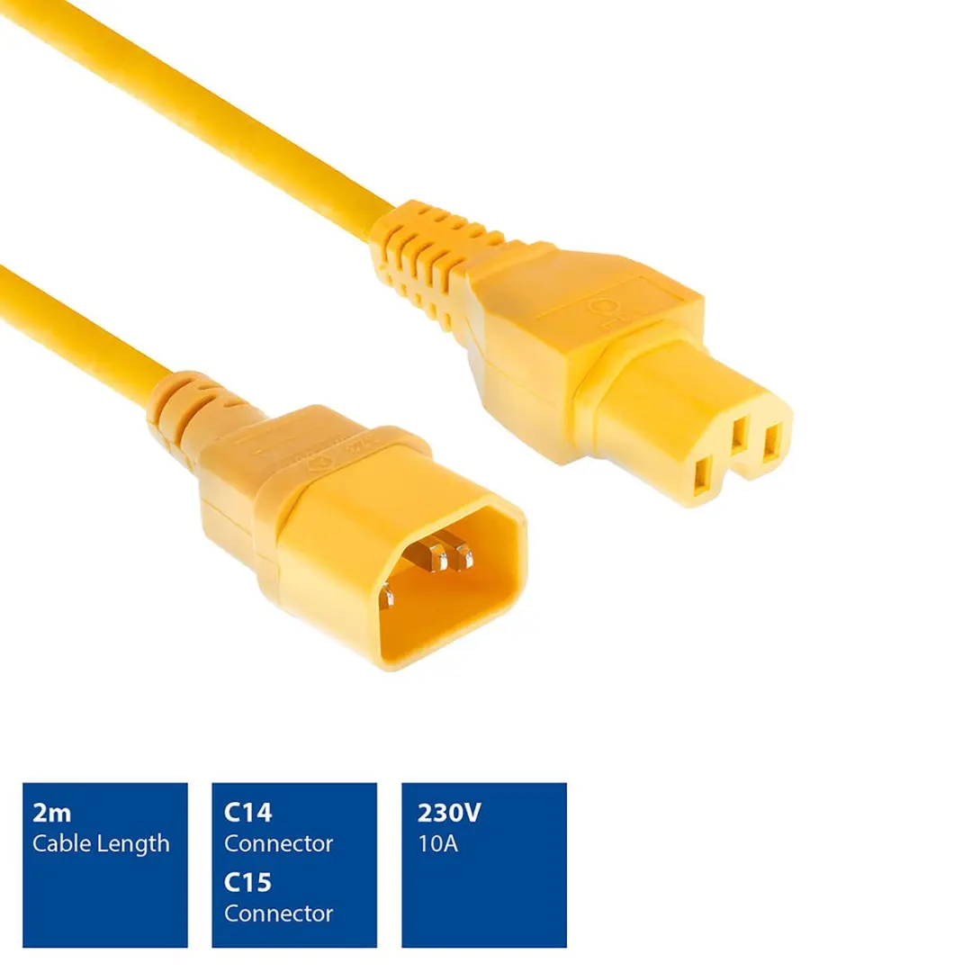 ACT AK5311 Netsnoer C14-C15 - Geel 2m