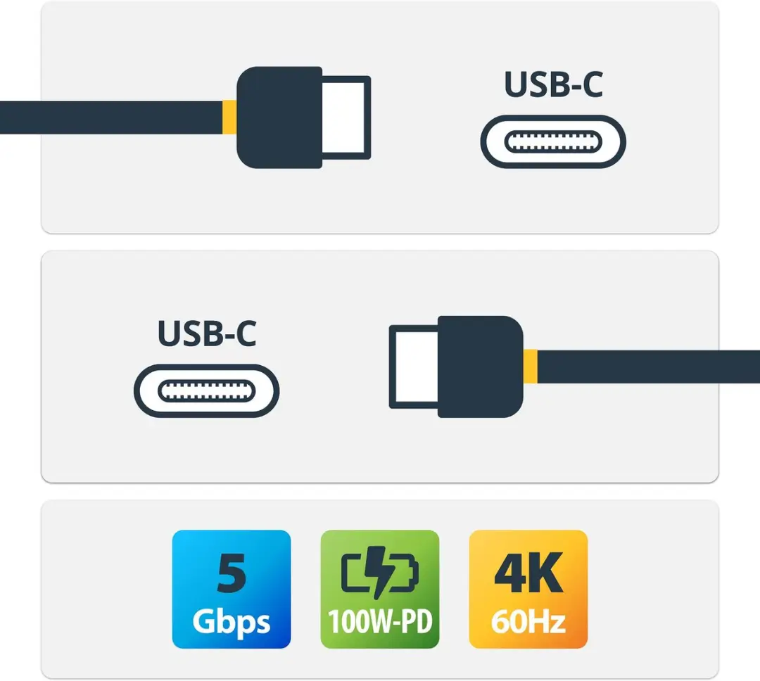 Startech USB-C Kabel 2m - 5Gbps 100W Power Delivery - Zwart