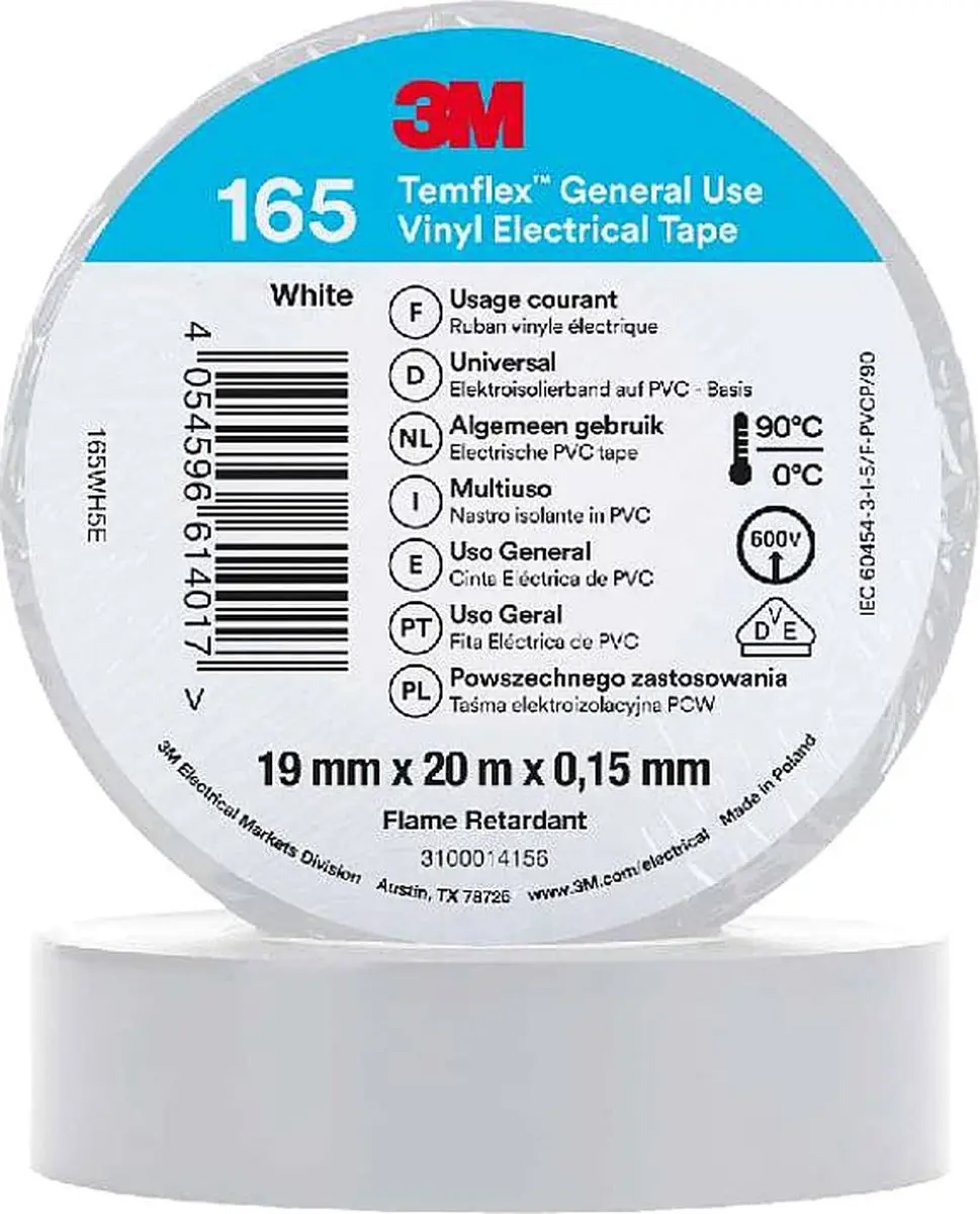 3M Isolatie Tape 19mm Wit