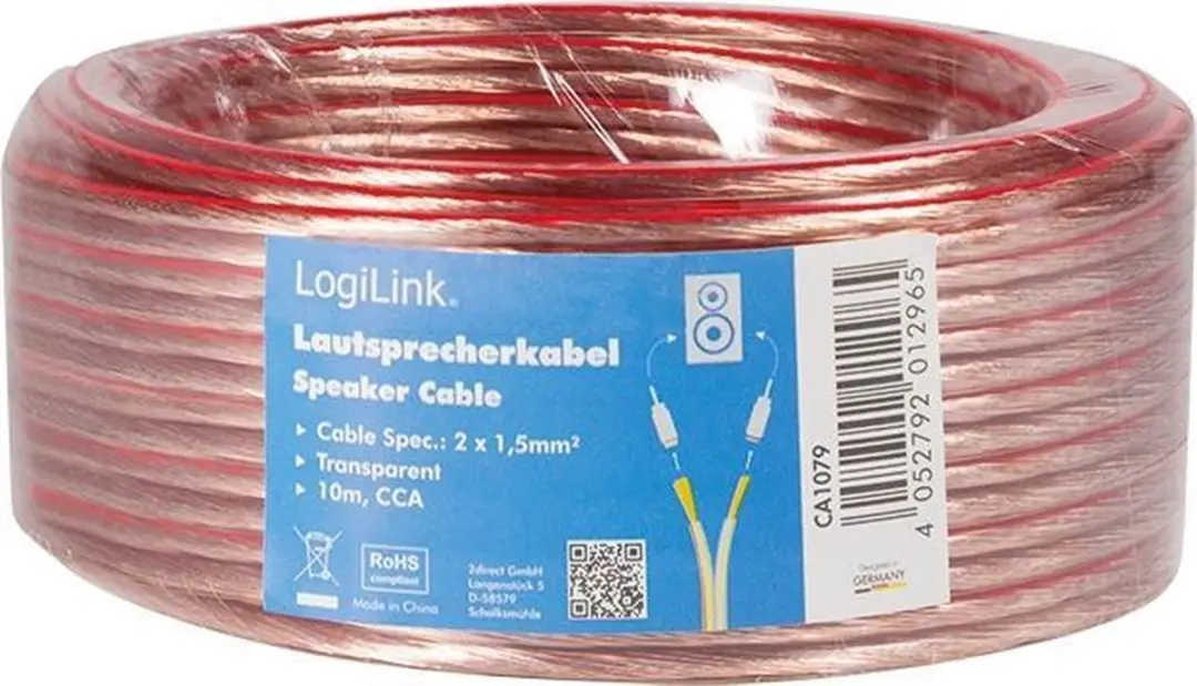 Logilink Speakerkabel CA1079 10m - 2x 1,5mm² Transparant