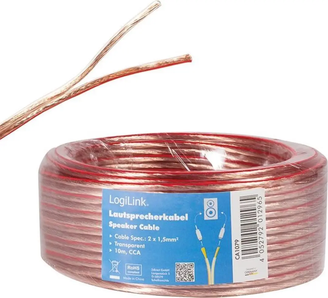 Logilink Speakerkabel CA1079 10m - 2x 1,5mm² Transparant