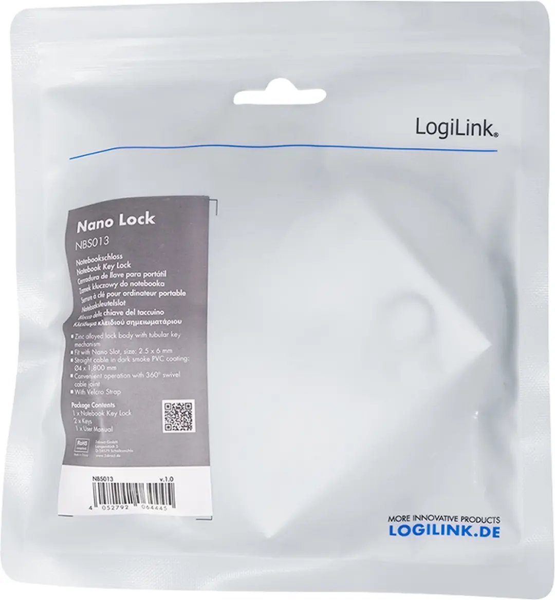 Logilink Laptopslot NBS013 - 2 Sleutels - 15mm - Zwart