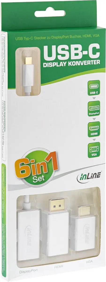 InLine USB Display Converter Set 6-in-1 64109S - Zilver