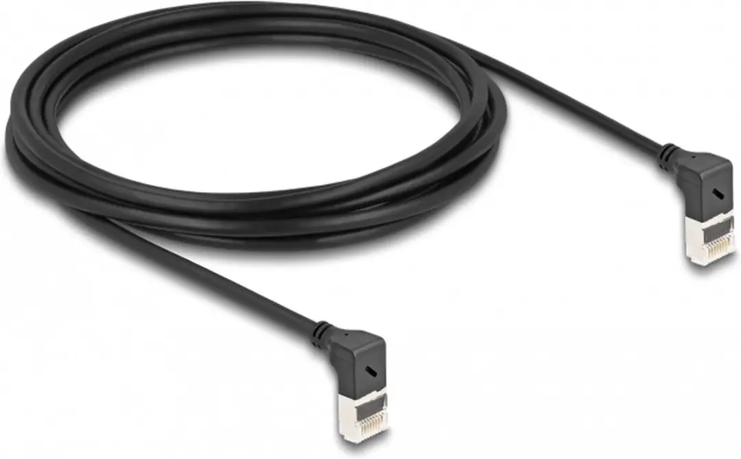 Delock Cat.6A S/FTP RJ45 Kabel 90° - 3m - Zwart