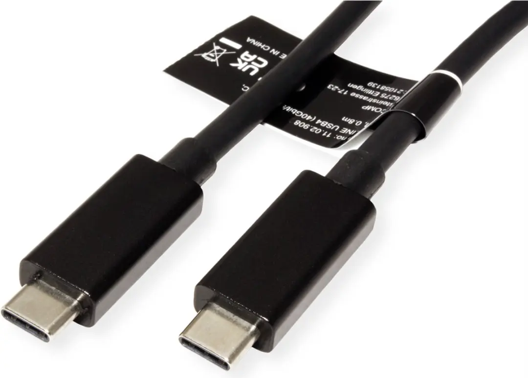 Roline USB4 Gen 3 Kabel C-C M/M 40Gbit/s 100W - 0,8m