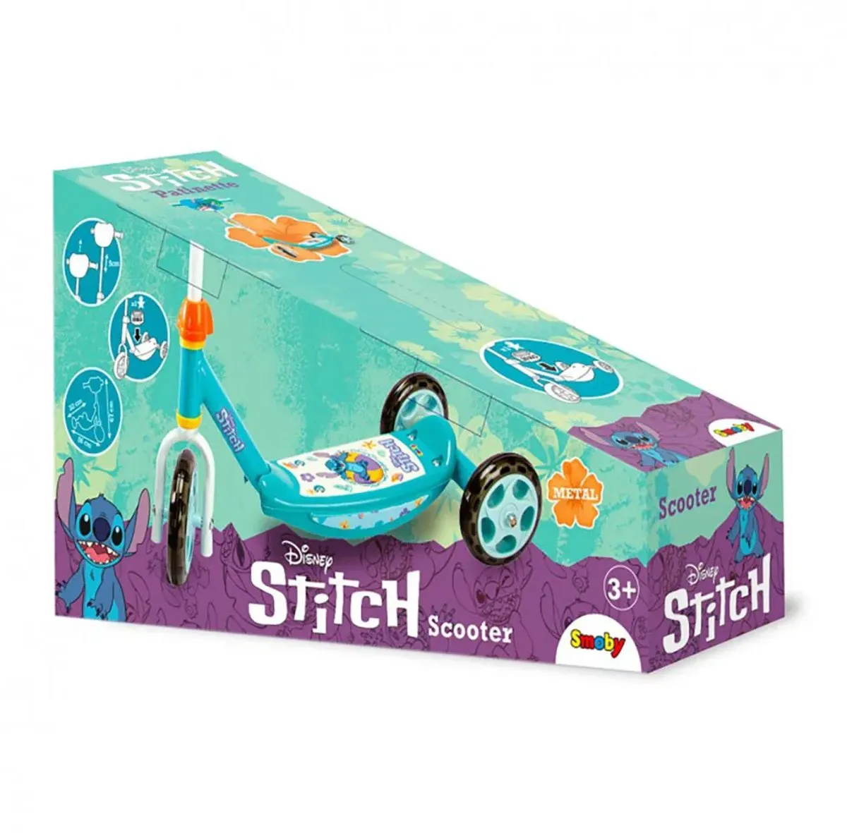 Smoby Lilo & Stitch Stitch Scooter Step - 3.4 Inch - Blauw/Zwart/Geel - afbeelding 6 van 6