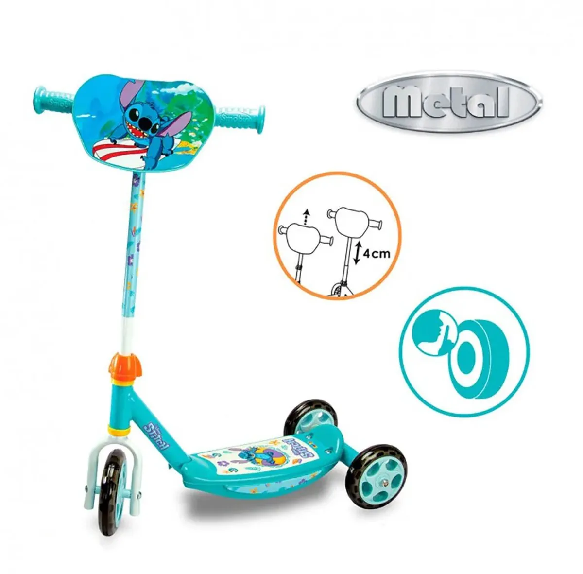 Smoby Lilo & Stitch Stitch Scooter Step - 3.4 Inch - Blauw/Zwart/Geel