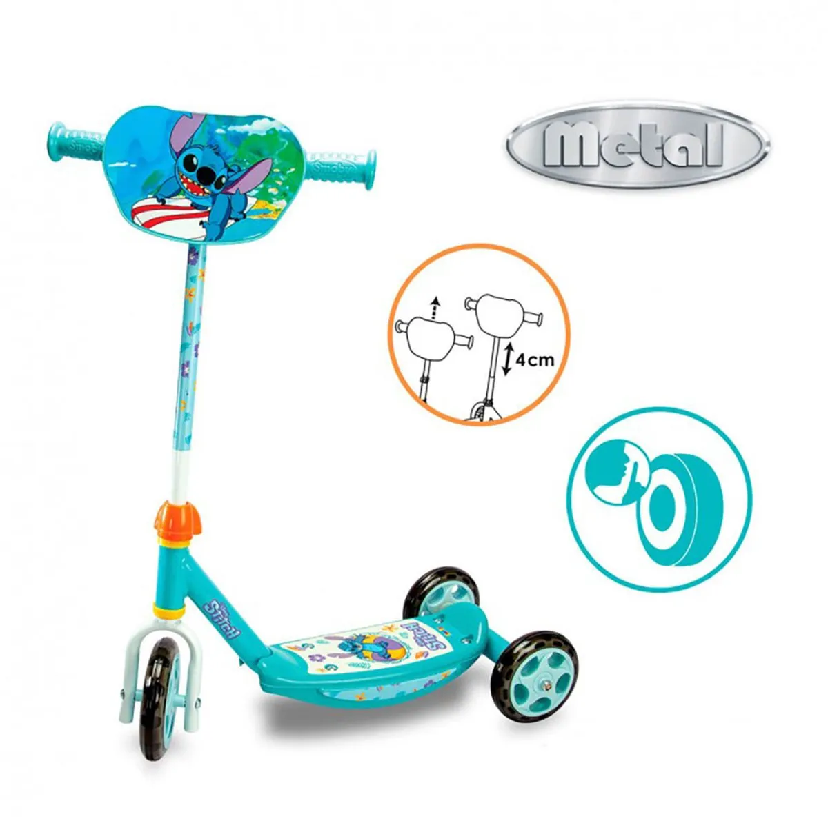 Smoby Lilo & Stitch Stitch Scooter Step - 3.4 Inch - Blauw/Zwart/Geel