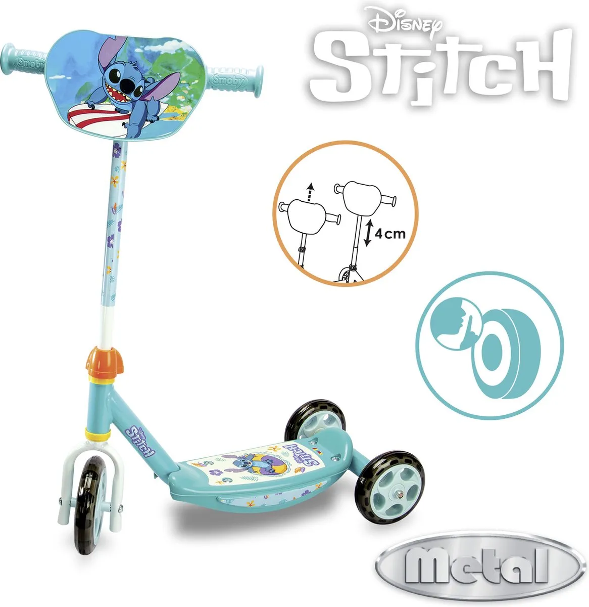 Smoby Lilo & Stitch Stitch Scooter Step - 3.4 Inch - Blauw/Zwart/Geel