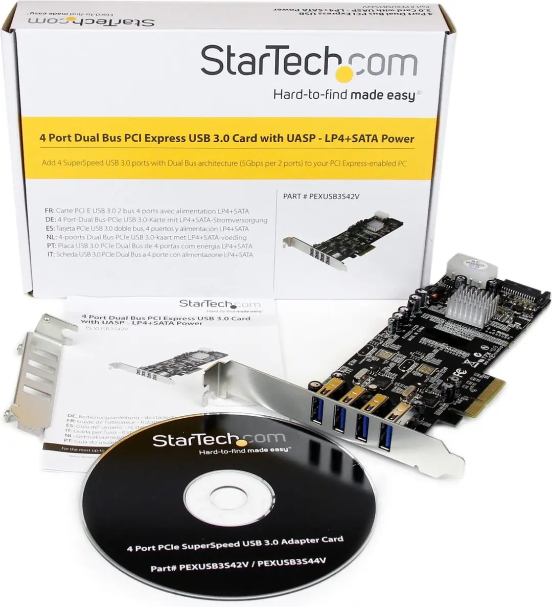 Startech PEXUSB3S42V USB 3.0 Kaart - 4 Poorten - Zilver