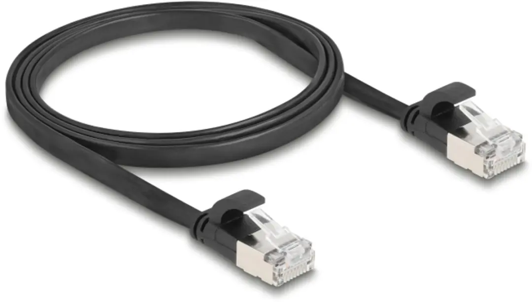 Delock RJ45 Flat Patchkabel Cat.6A 1m - Zwart