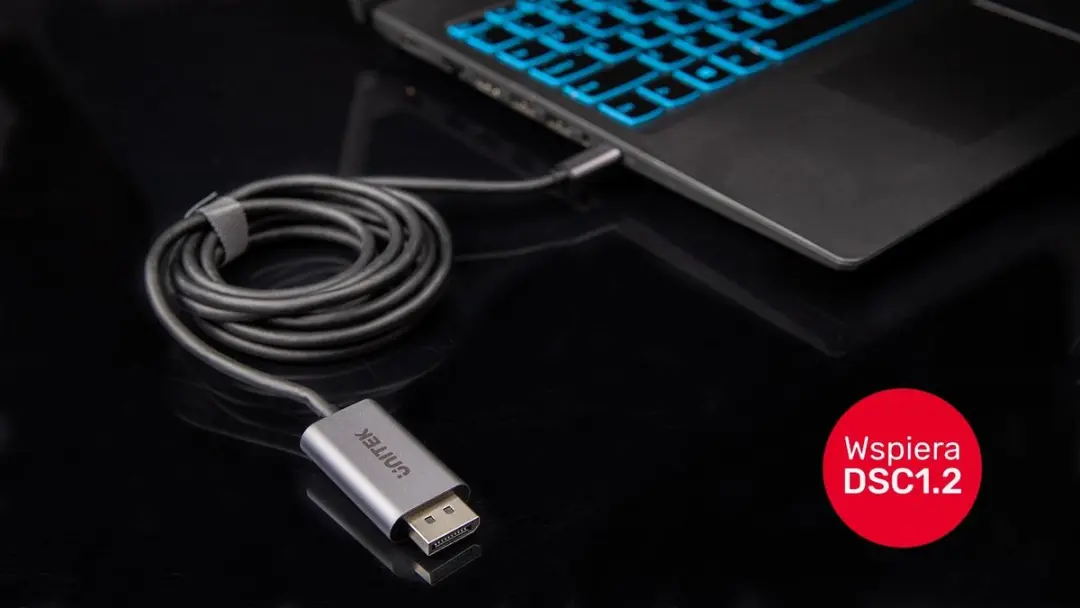 Unitek DisplayPort Adapter USB-C Videokabel 4K 60Hz 1,8m - Transparant - afbeelding 6 van 6