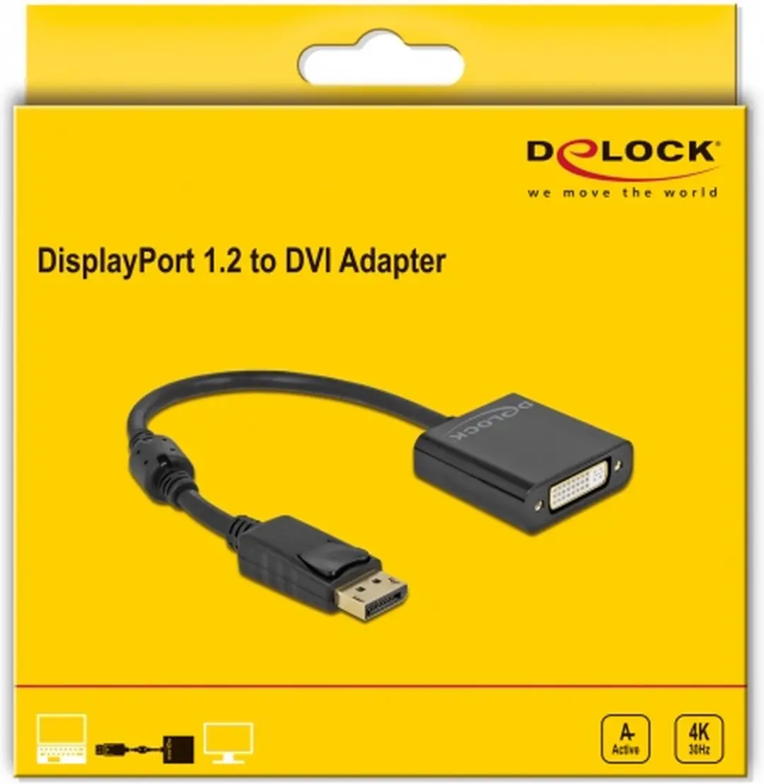 Delock DisplayPort 1.2 naar DVI Adapter - 4K - Zwart