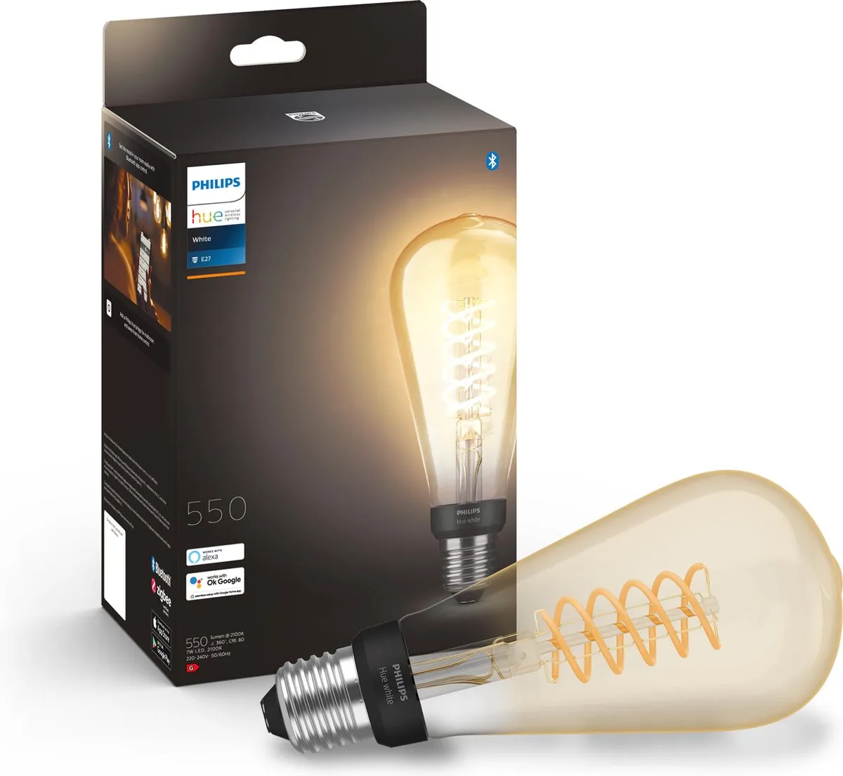 Philips Hue Starterspakket E27 Warmwit Edison ST72 - Goud