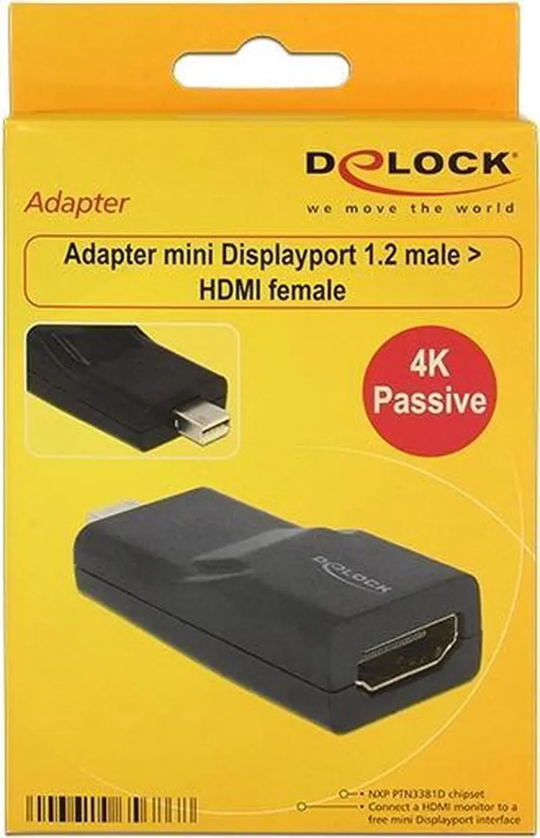 Delock Mini DisplayPort naar HDMI Adapter 65686 - 4K 30Hz - Zwart