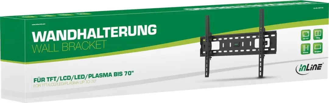 InLine Wandbeugel 23117A - 81-178cm - 75kg - Zwart
