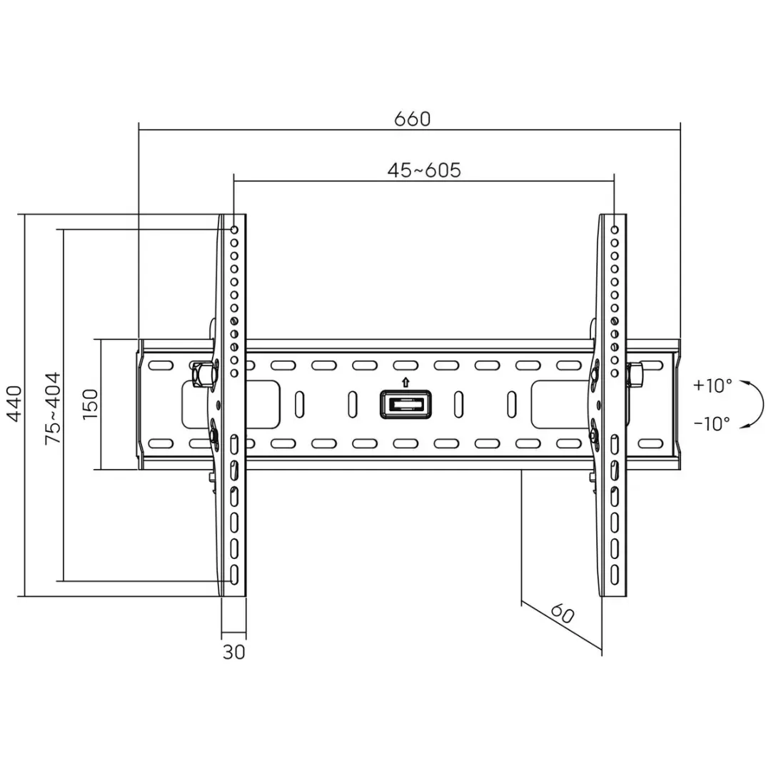 InLine Wandbeugel 23117A - 81-178cm - 75kg - Zwart