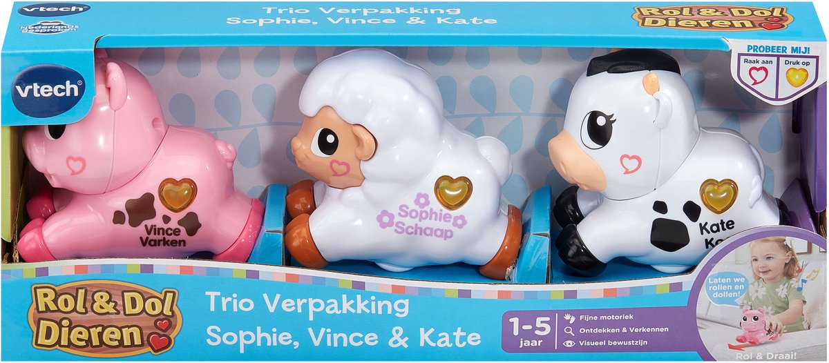VTech speelgoed dieren trio - Rol en Dol Dieren set multicolor.