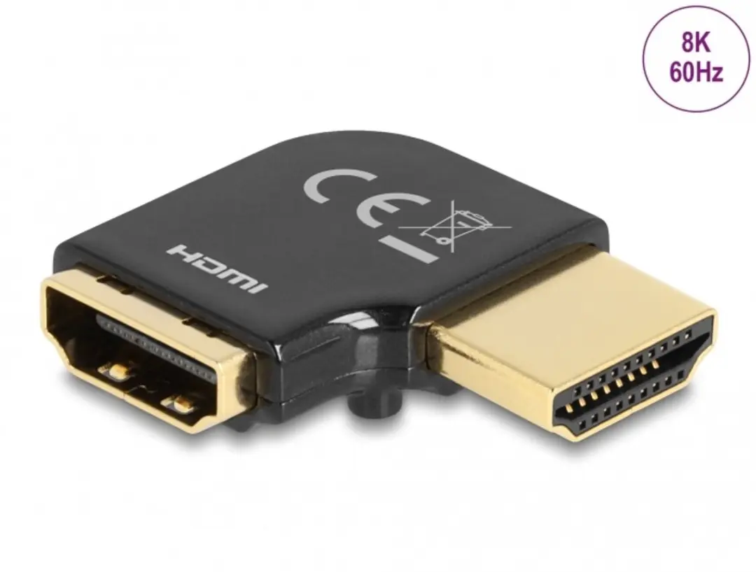 Delock HDMI Adapter 90° Links - 8K 60Hz - Zwart