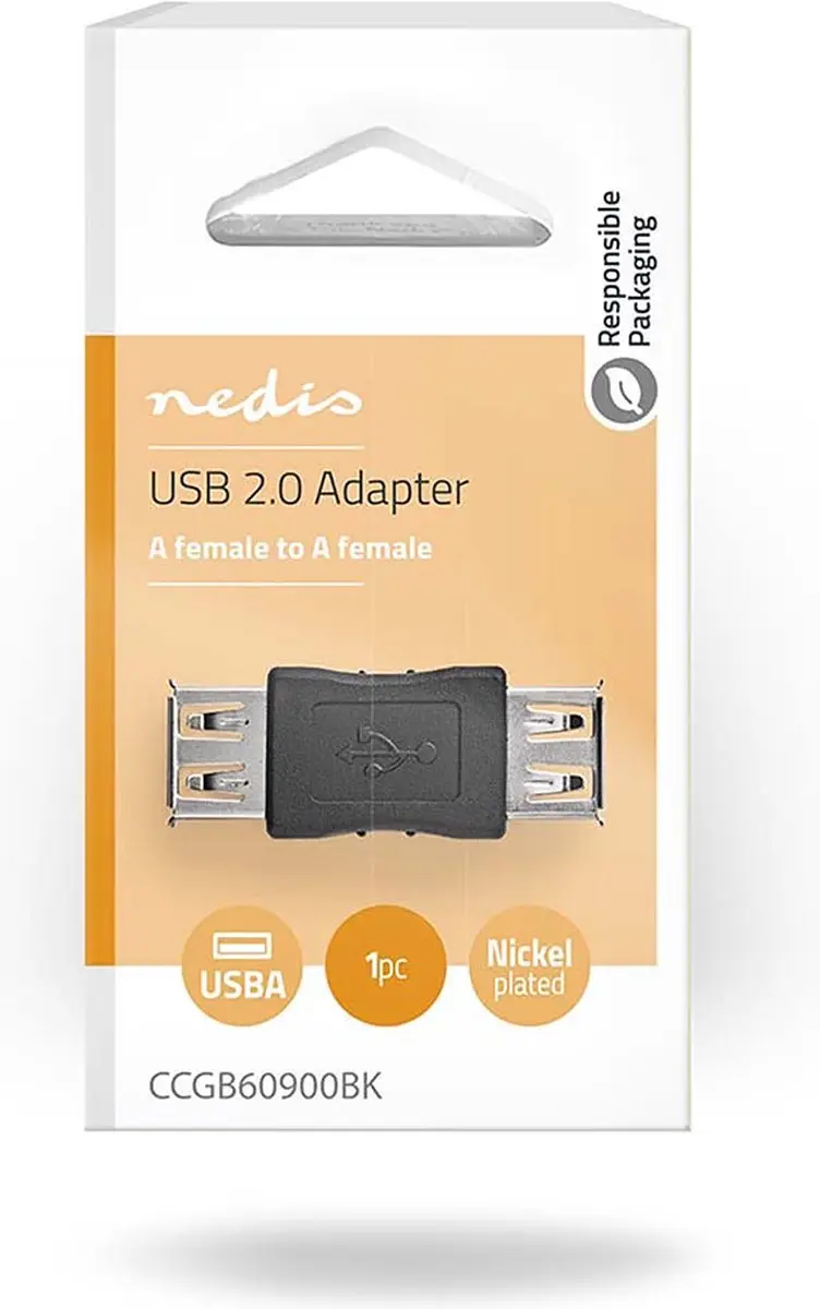 Nedis CCGB60900BK USB-A Adapter 480 Mbps - Zwart
