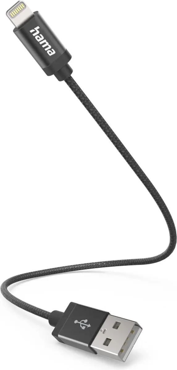 Hama USB-A naar Lightning Kabel 20cm - MFI Gecertificeerd - Zwart