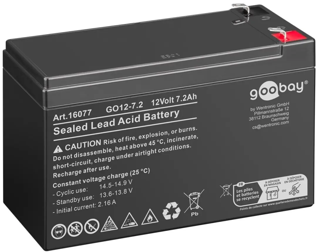 Goobay 12V 7200mAh Oplaadbare Loodaccu - Zwart