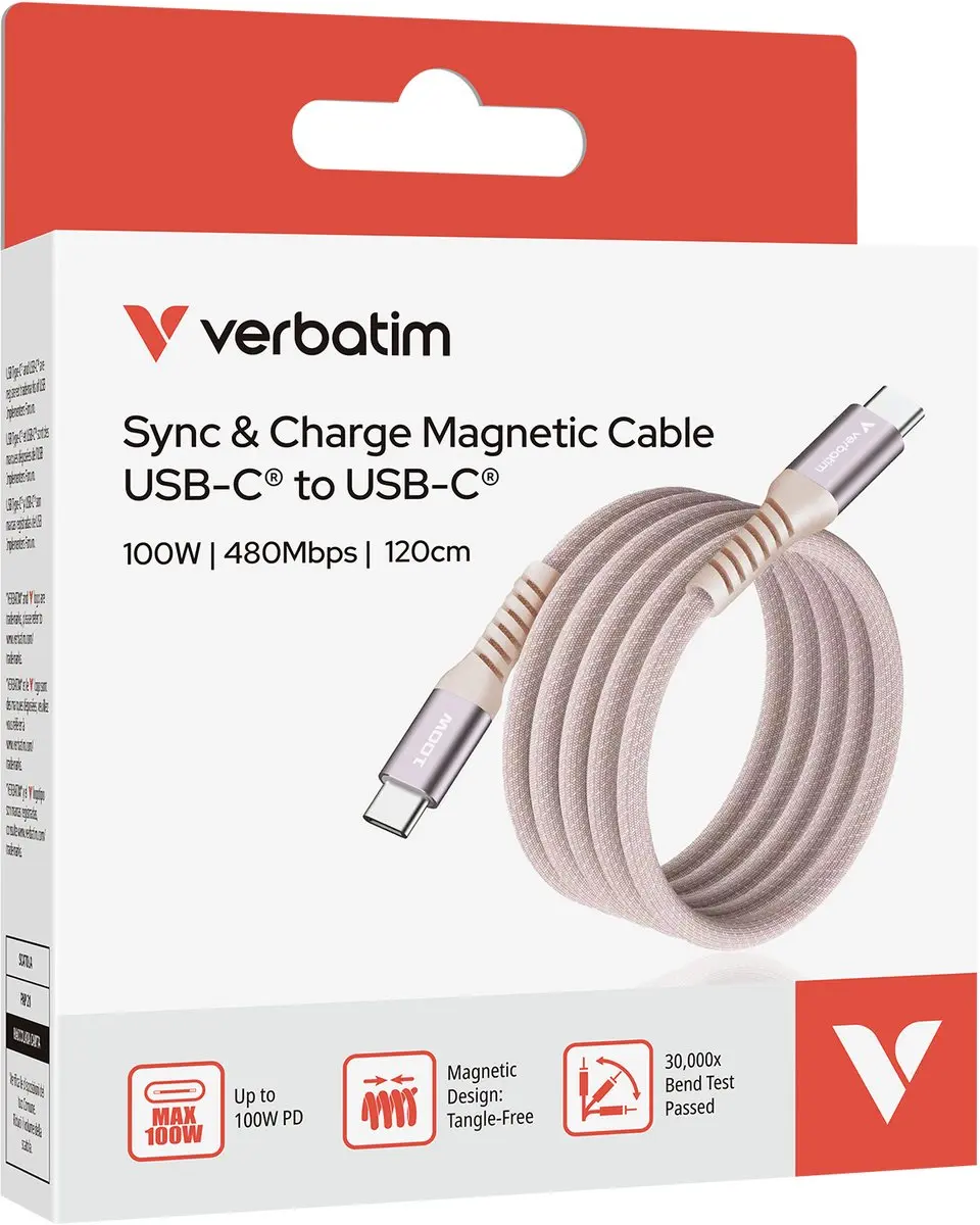 Verbatim USB-C Kabel 1.2m - Magnetisch - Pink