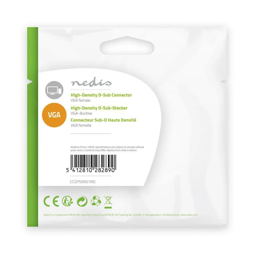 Nedis CCGP59901ME Seriële Adapter VGA Female naar Male - Vernikkeld Metaal - afbeelding 6 van 6