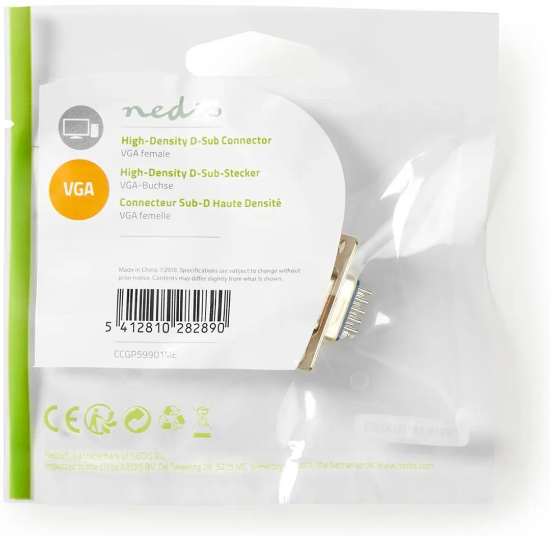 Nedis CCGP59901ME Seriële Adapter VGA Female naar Male - Vernikkeld Metaal