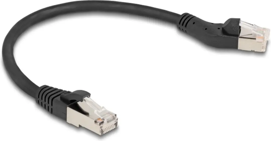 Delock RJ45 Cat.6A S/FTP Kabel 45° Links - 0,25m - Zwart