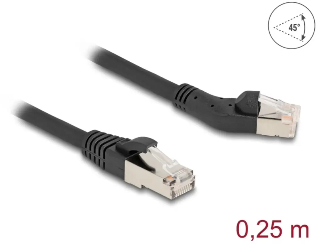 Delock RJ45 Cat.6A S/FTP Kabel 45° Links