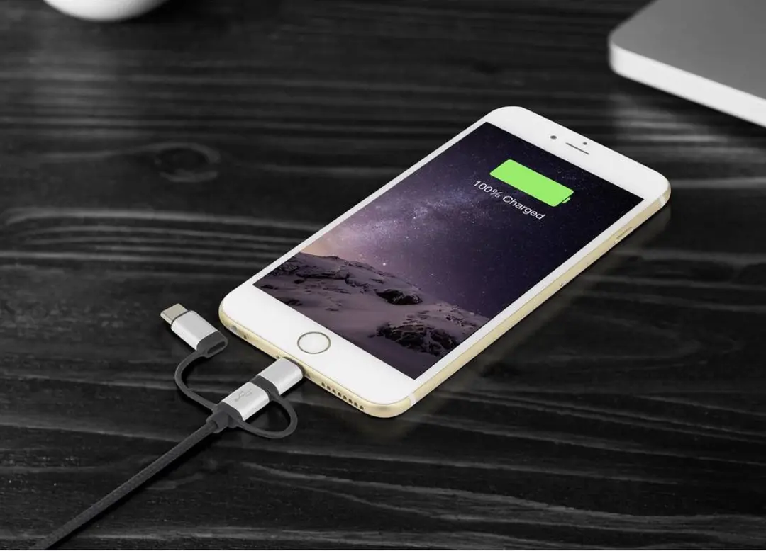 Renkforce RF-3335108 USB-kabel - USB-A/USB-C/USB-micro-B/Lightning - Donkergrijs